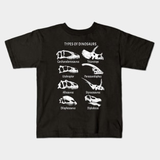 Types of Dinosaurs Table for Kids Kids T-Shirt